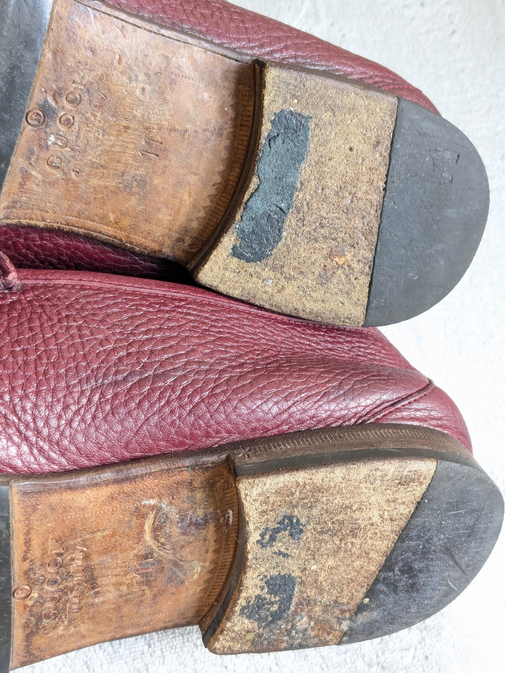 Gucci Men's Burgundy Pebbled Leather Horsebit Loafers US 11.5 - Picture 14 of 15